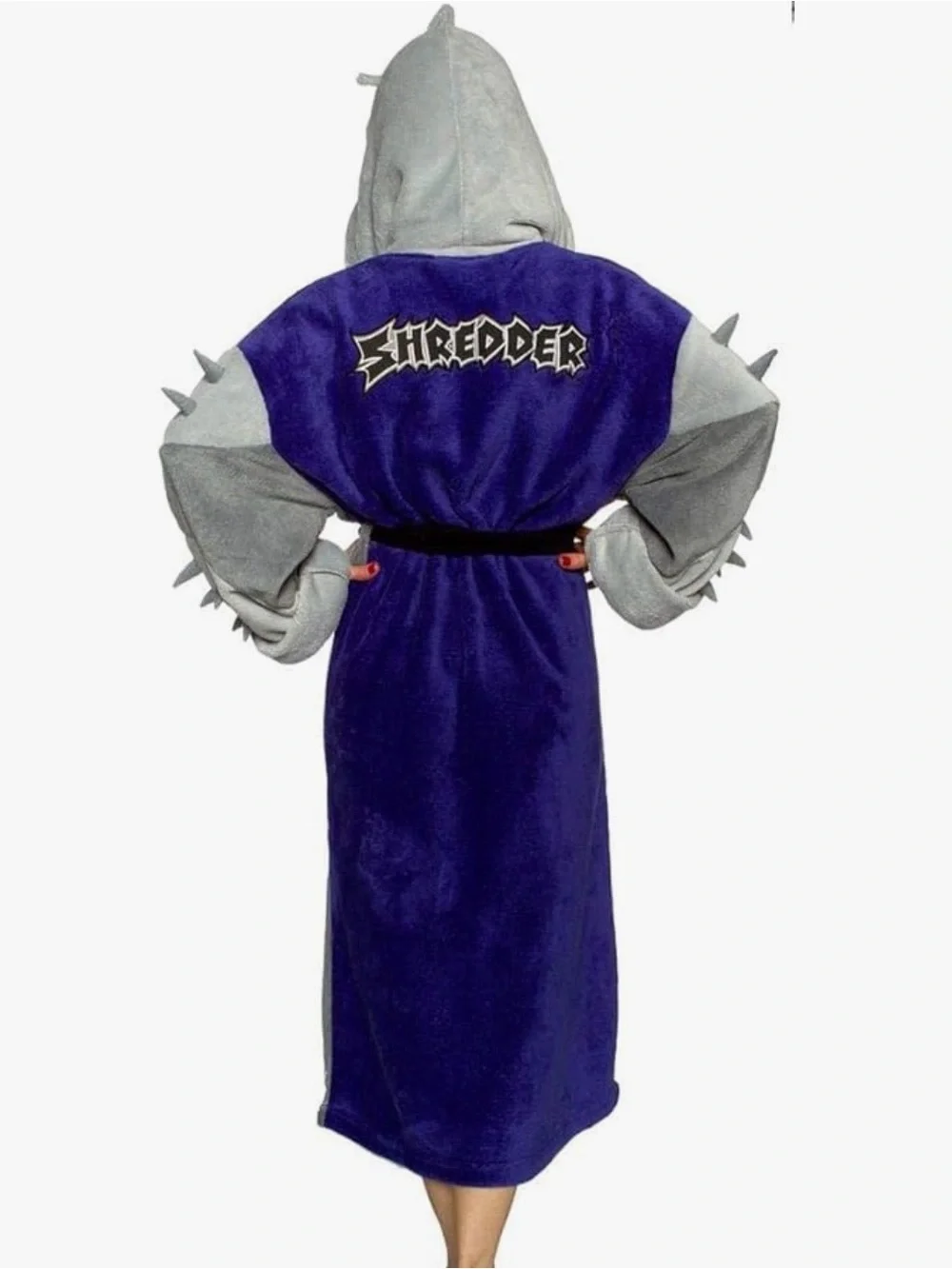 Nickelodeon Gray Plush Robe with Purple Lining and Black Trim